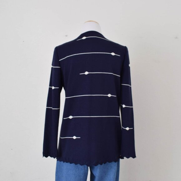 Vintage 90s Acrylic/Nylon Navy Cardigan | size 8 - Picture 3 of 10